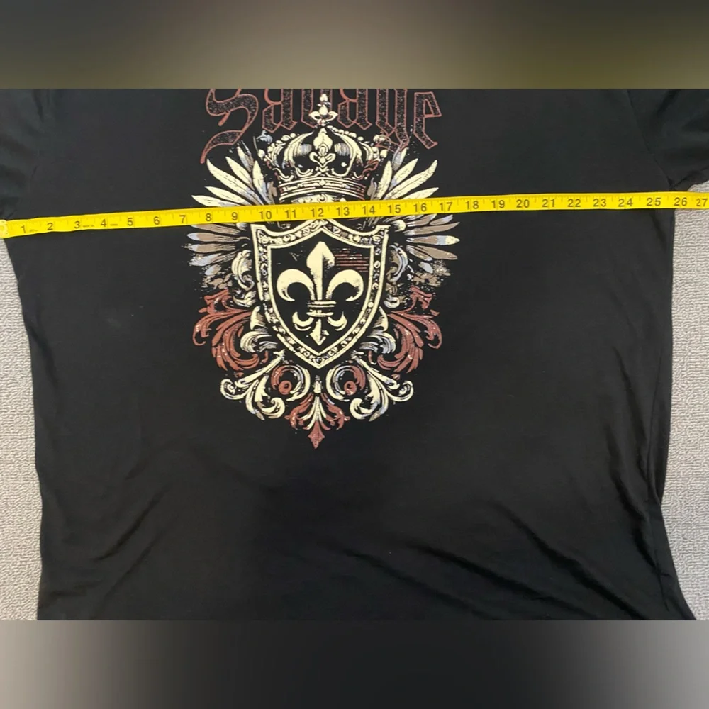 Launder Men’s Black Tee Affliction Style Skull Graphic